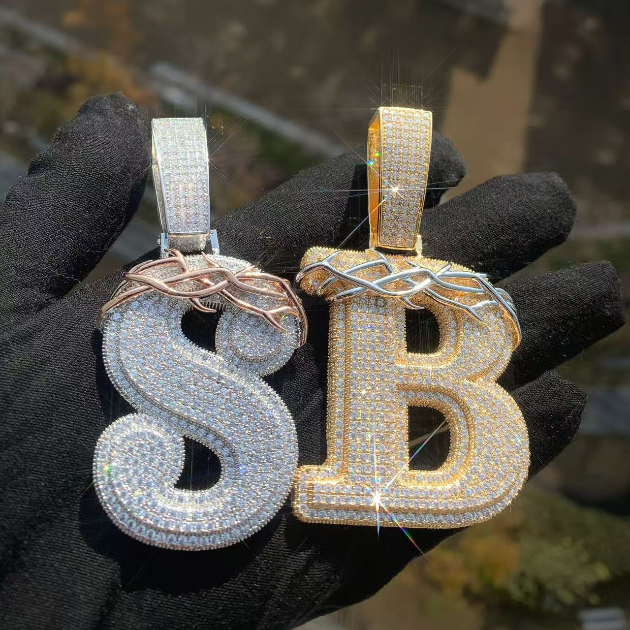 Custom pendant Hip Hop Moissante Luxury Jewelry Women Custom Iced out Name letter Pendant Necklace 925 Sier Cuban Chain Necklace