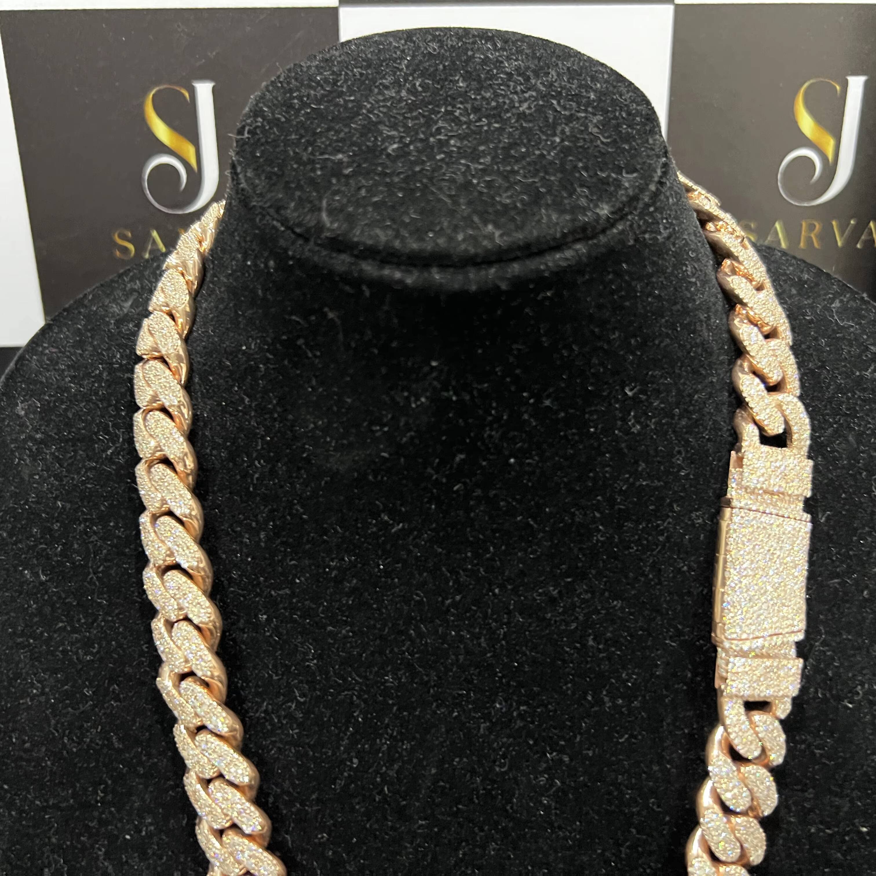 Heavy Thick Necklace Chains 20mm Big Stone Cuban Link Chain Iced Out VVS Moissanite 925 Silver Hip Hop Fine Chains Necklaces Men