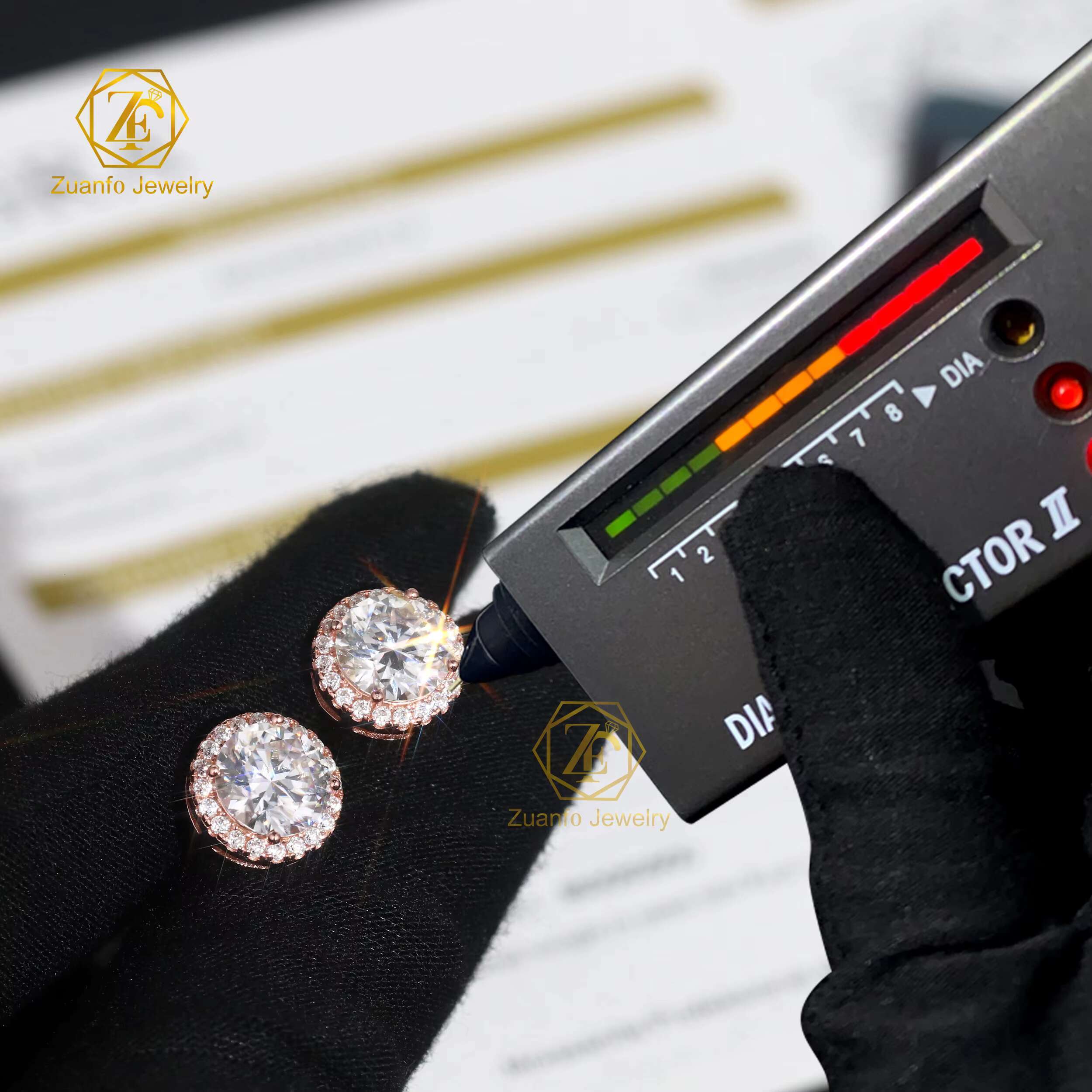 RTS 6.5mm 8mm Round Brilliant Cut D VVS Moissanite Earrings 925S Gold Plated Iced Out Diamond Stud for Women for Party Gift