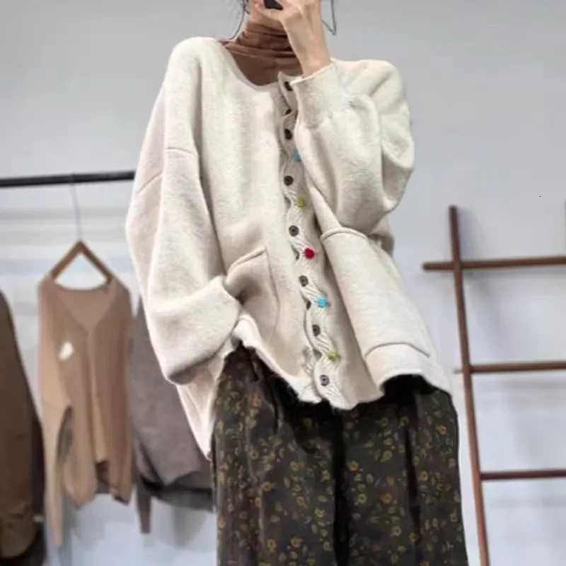New Winter Autumn Cardigan Women Sweaters Buttons Jacket Knitting Fashion Oversize Casual Loose Cardigan Jumpers Thick WarmT251101