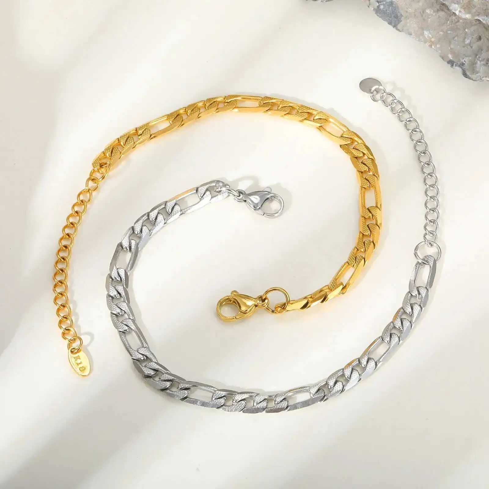 Prjewel stainless steel chain bracelet suitable for women and men K adjustable gold Sier color simple bracelet for couples fashionable handmade jewelr