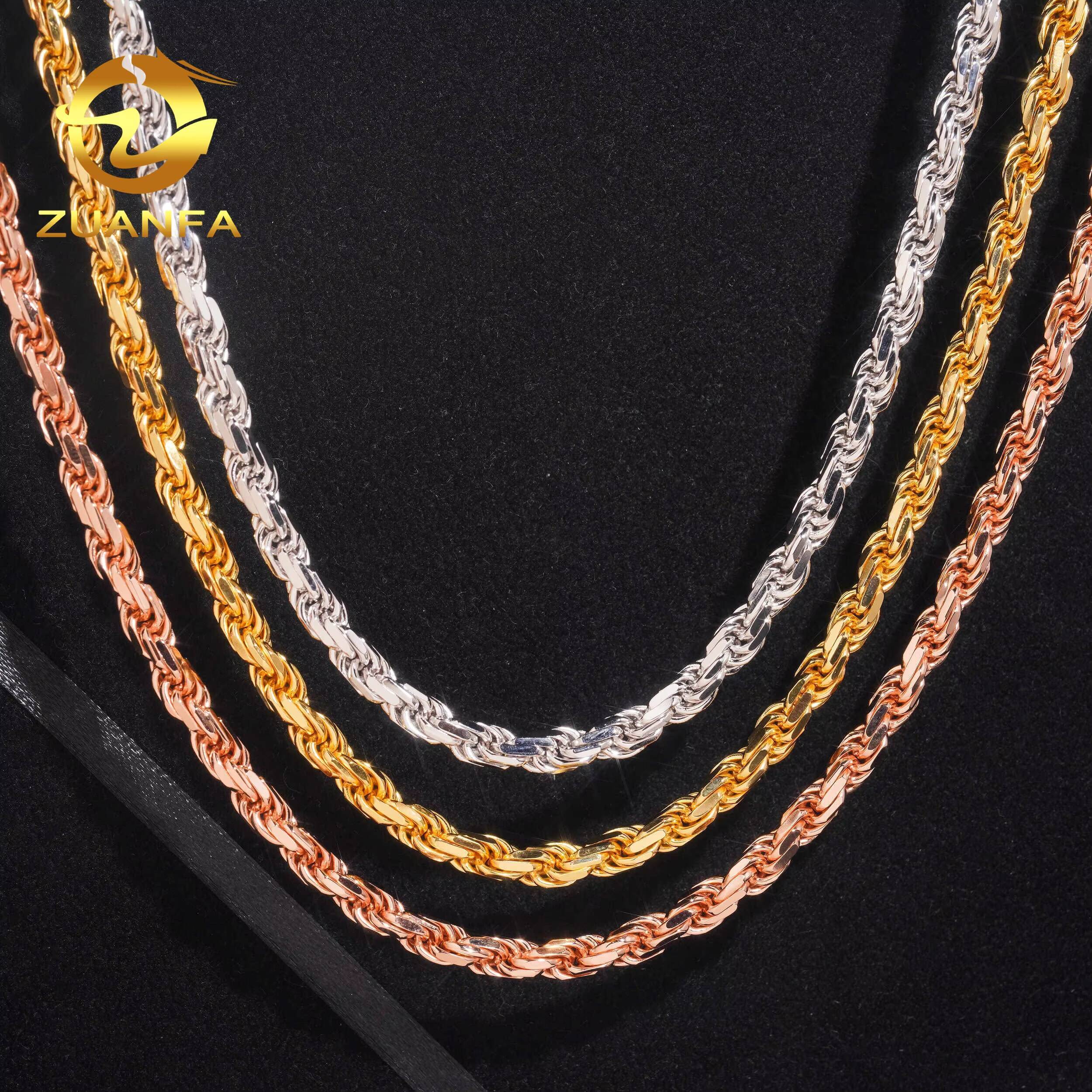 Wholesale Price High Quality Iced Out Moissanite Lock 6mm 925 Silver Rope Chain Necklace