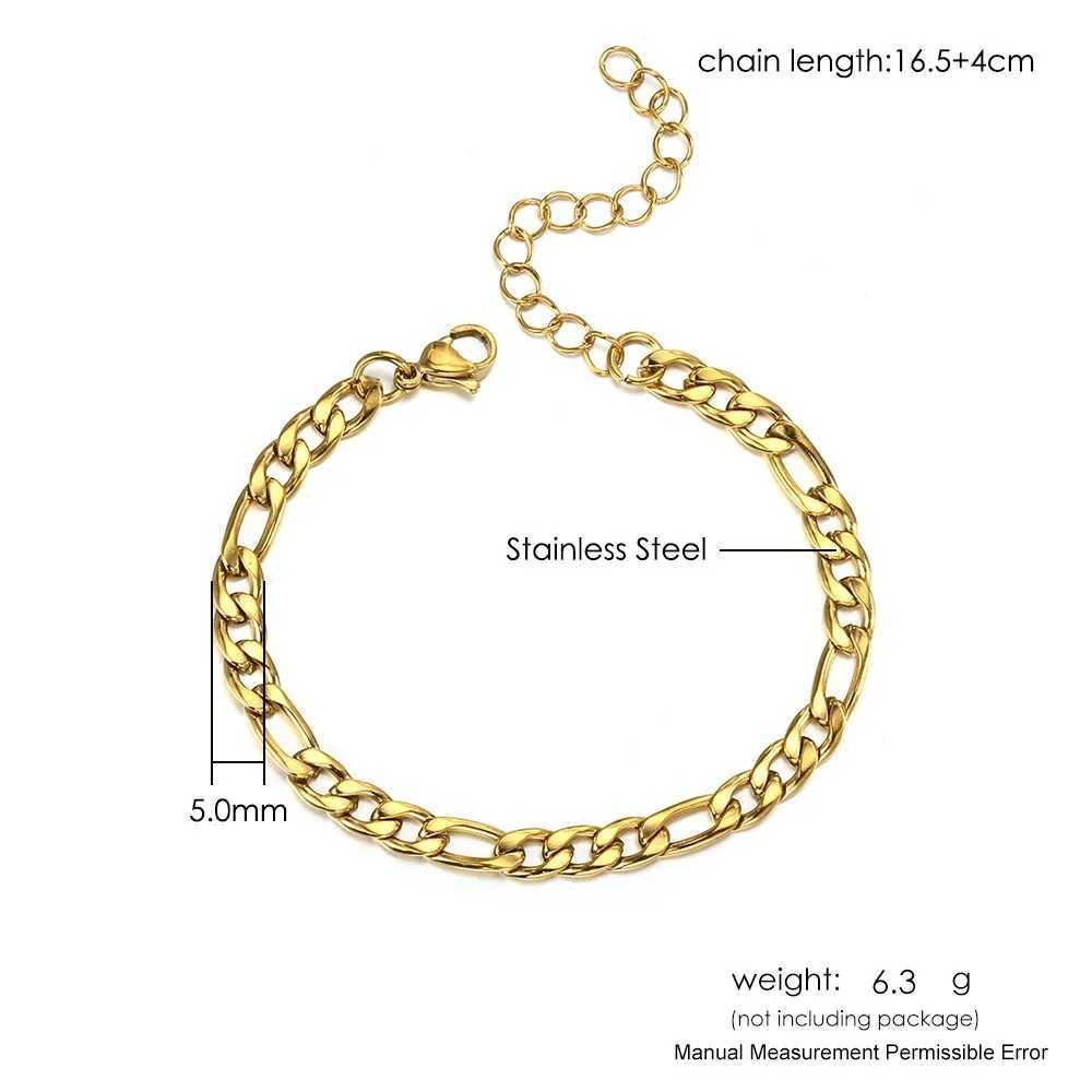 Rock Silver Stainless Steel Mens Bracelet 5MM Figaro Bracelet Hip Hop Jewelry Gift Mens Fashion Accessories KAH003 Y250329