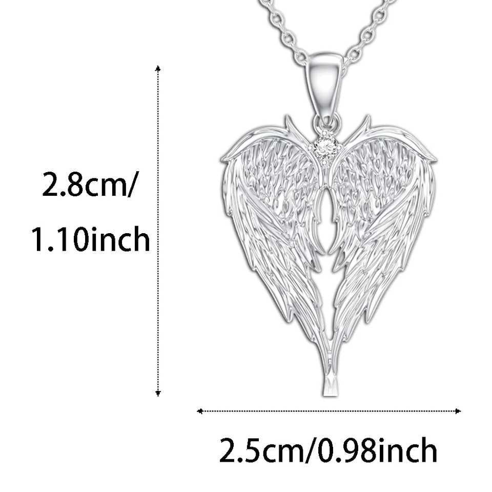 Fashionable and Smart Angel Wings Heart Shape Pendant Necklace Shining Rhinestone Decoration Childrens New Trendy Necklace 2023C250407