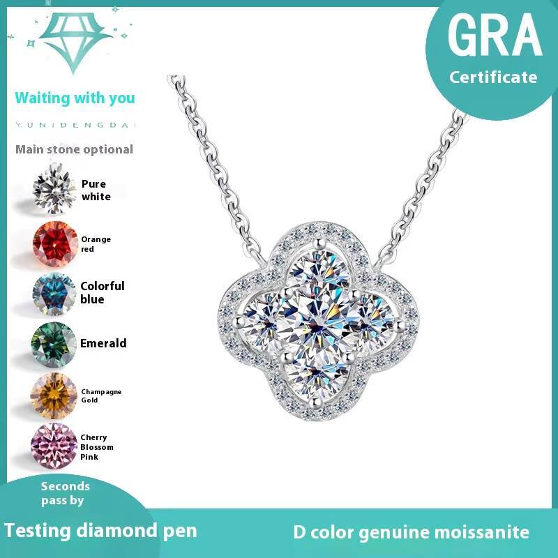 New S925 Silver Moissanite Necklace Full Diamond Luxury Collarbone Chain for Women Wholesale From Factory