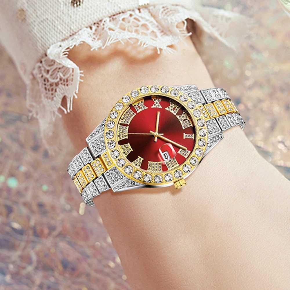 1PCS Womens Luxury Set Trendy Luxury with Calendar and Water Diamond Quartz Suitable for Daily Clothing MatchingW251031