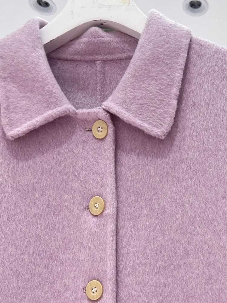 ZMEENNA Womens Mid Length Wool Blend Coat Single Breasted Warm Winter Outerwear Oversized Loose Fit Style Purple ZM4406T251101