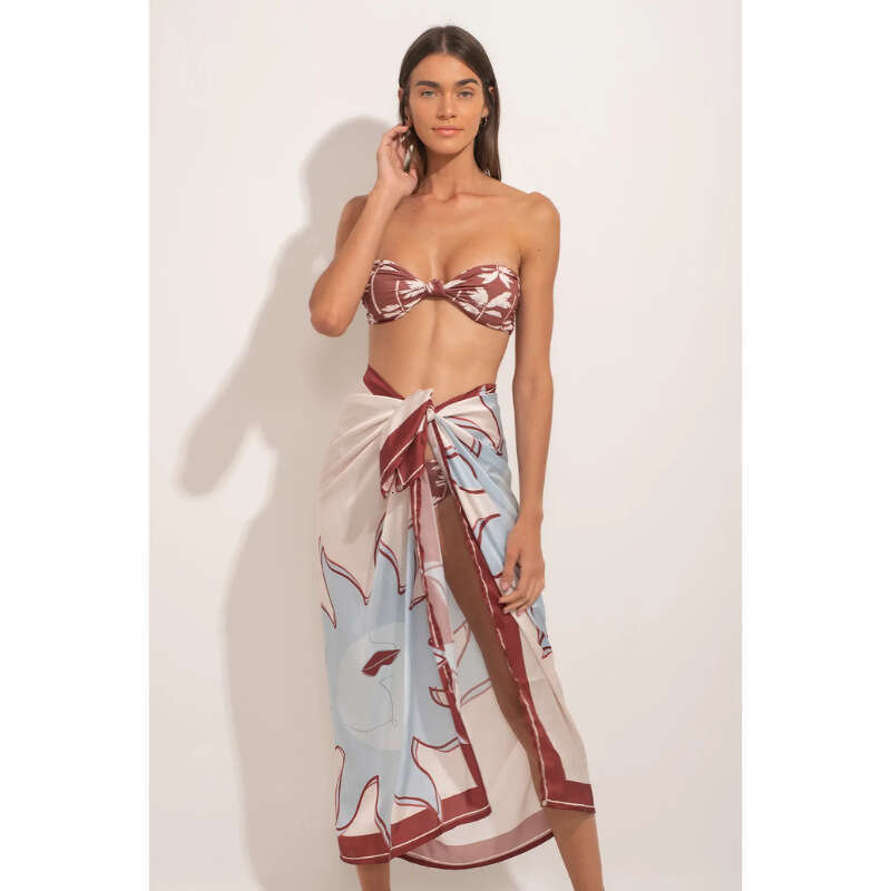 2025--new bikini strapless high waisted printed split swimsuit for women