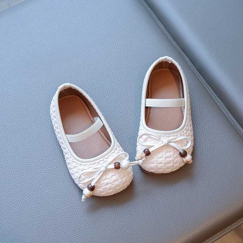 Girls Casual Leather Shoes Weave Sweet Kids Flats with Simple Bows 2025 Autumn New Children Princess Dance Shoes Korean StyleT251101