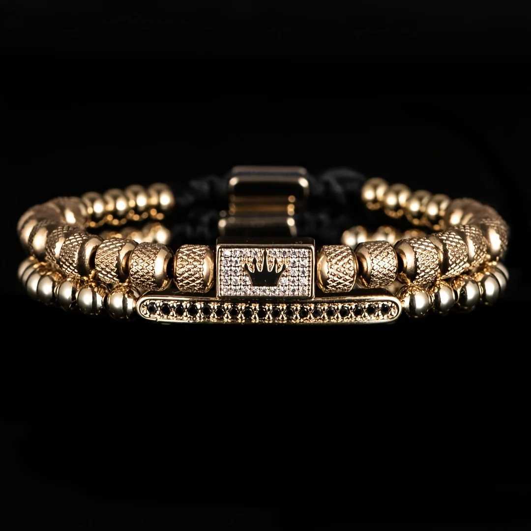 2 pieces/set of customized Charm Crown Bracelets for mens jewelry accessories set Y250329