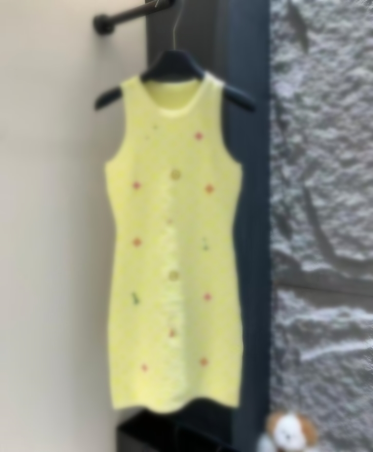 Designer Womens Casual Dresses Summer New pink Blue Yellow Outdoor Sexy Embossed Embroidered Vest Womens Dress