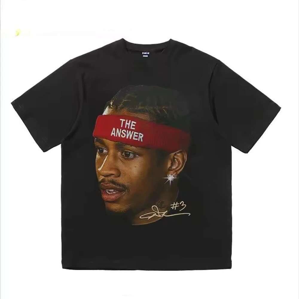 Iverson High Street Sports Basketball Men Clothing Tee Shirt Homme Short Sleeve Round Neck Printing Pullover T-Shirts 50374