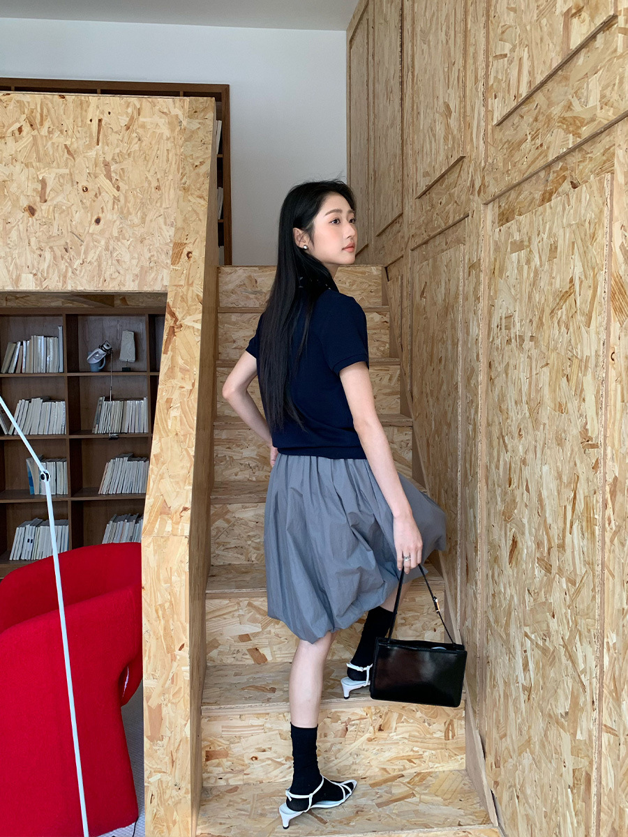 L9165 High quality elastic waist slim pleated puffy skirt bud skirt female spring and summer new