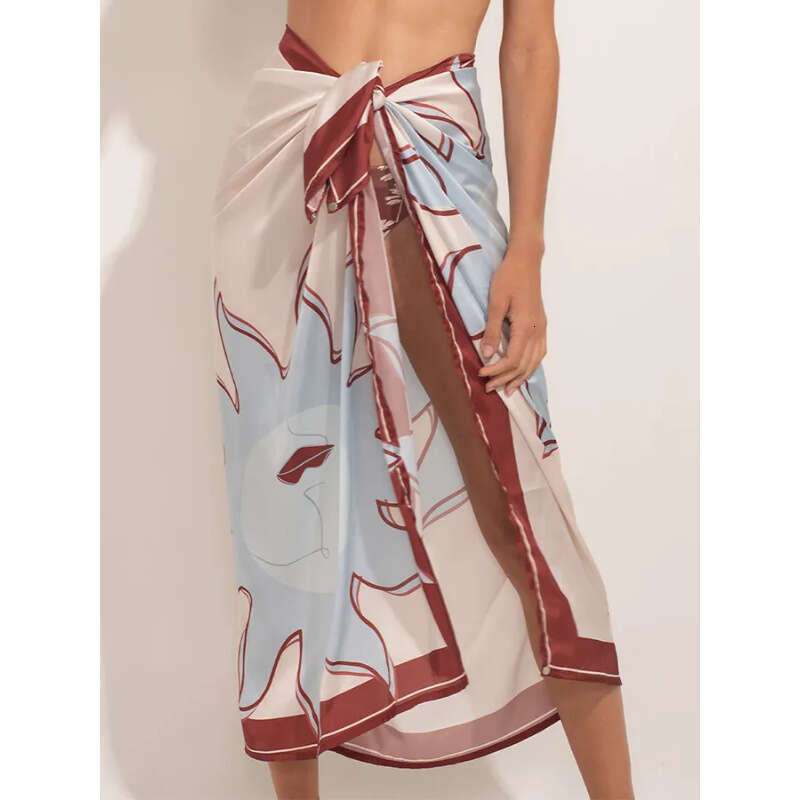 2025--new bikini strapless high waisted printed split swimsuit for women