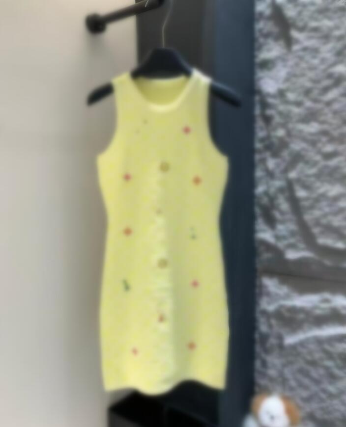 Designer Womens Casual Dresses Summer New pink Blue Yellow Outdoor Sexy Embossed Embroidered Vest Womens Dress