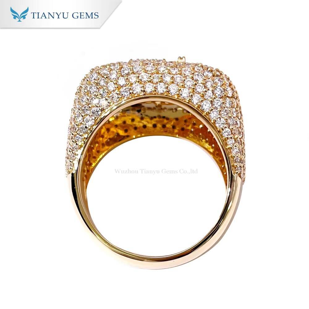 Tianyu Gems Yellow Gold with Full Setting Lab Diamonds Customized Name Ring for Men