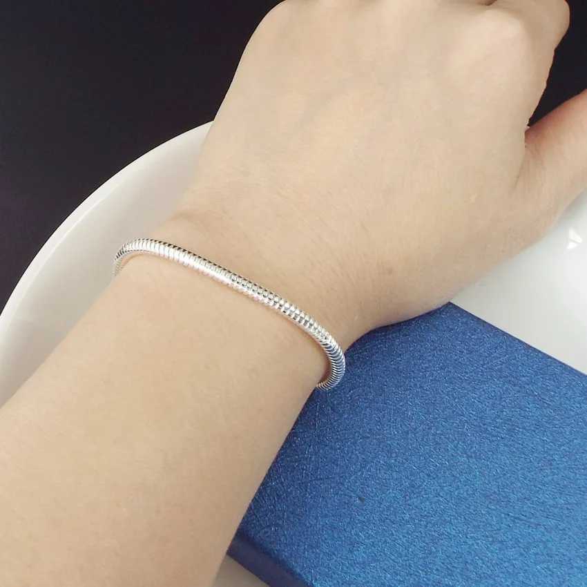 925 sterling silver 3MM snake chain bracelet for men simple hip-hop punk charm bracelet fashionable party wedding jewelry Y250329