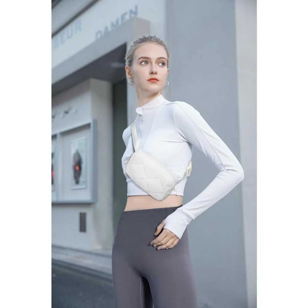 Cross Body Bag Quilted Puffy Padded Belt Bag for Women Winter Cloud Waist Puffer Crossbody Bag with Adjustable Strap BeigeW251101