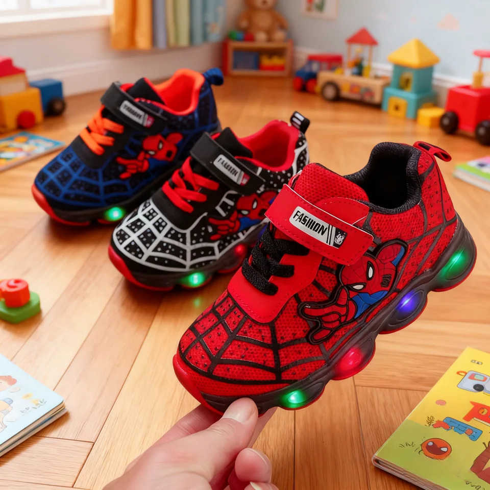 Disney Children Luminous Shoes For Boys Gilrs New LED Lighted Soft Spring Baby Kids Sneakers Infant Tennis Breathable H251101