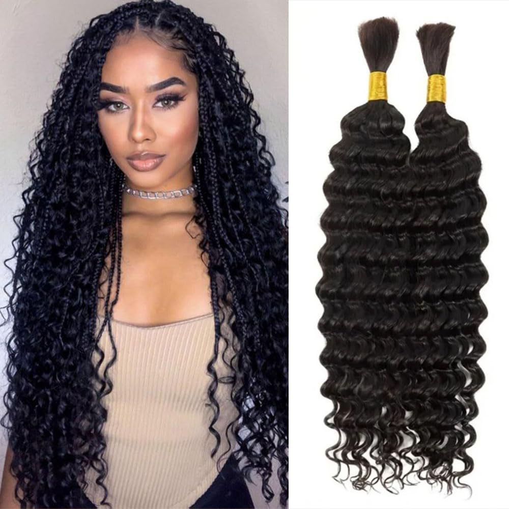 Deep Wave Bulk Human Hair for Braiding No Weft Human Braiding Hair For Boho Braids Brazilian Human Hair Extensions 33# 250107