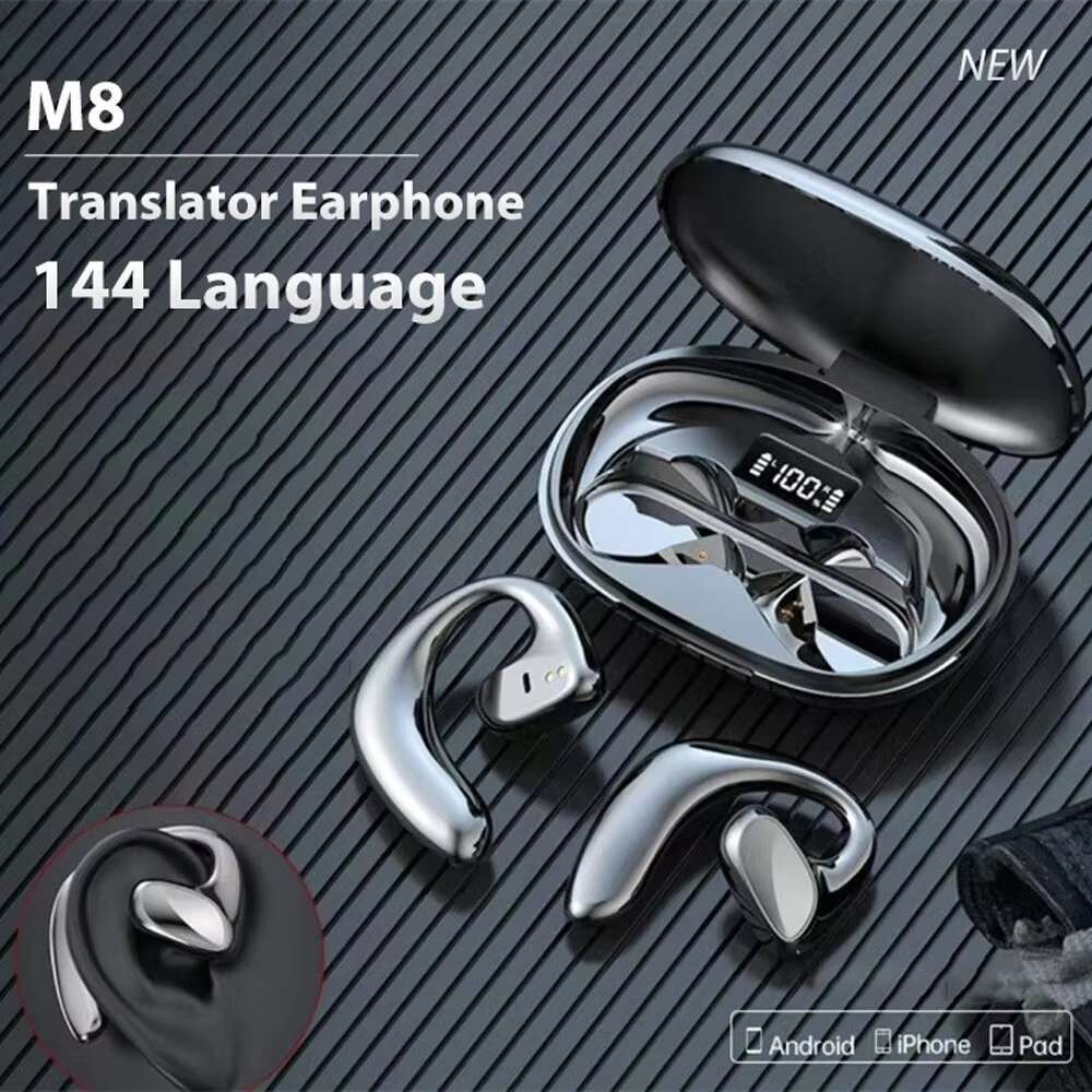 New M8 Multilanguage Translating Earbuds Noise Reduction Mini Earphones Translator Wireless BT 5.3 Interpreting Headphones