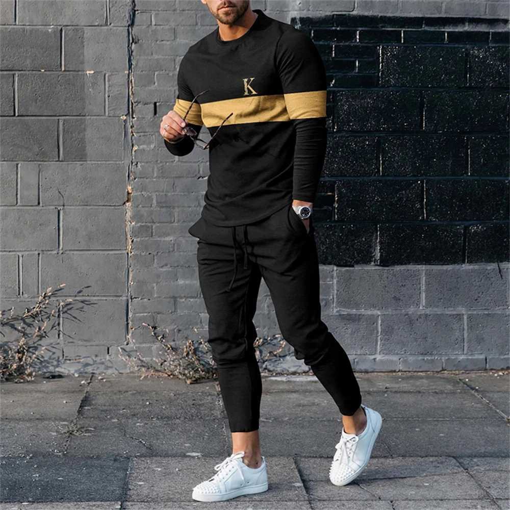 Mens Tracksuit Casual 3D Print 2 Piece Sets Long Sleeve TShirtpants 2pcs Set Fashion Outfits Oversized Sports Unisex ClothingT251101
