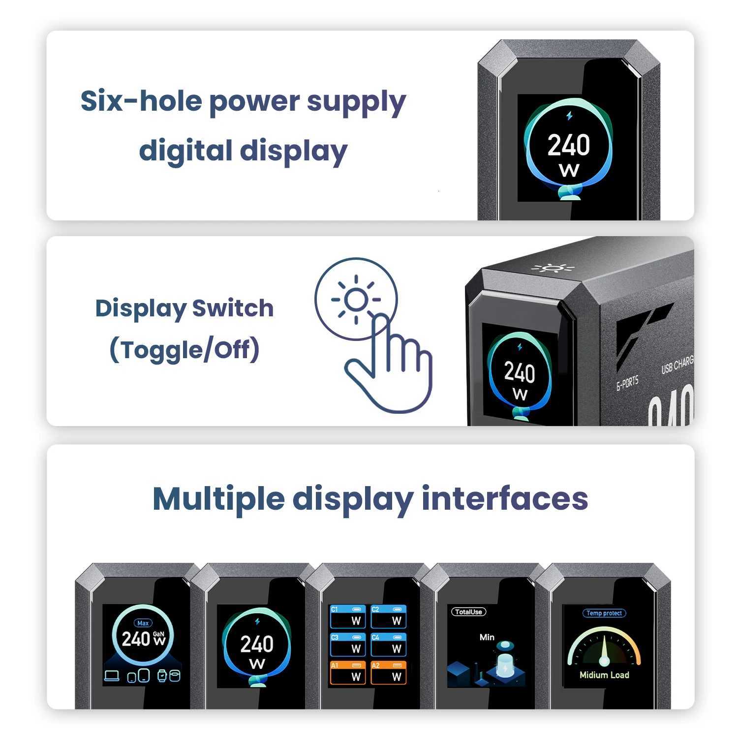 ASETECH 240W GaN Fast Charging Station 6 in 1 140W PD31 USB Type C PD QC30 PPS Desktop Charger For Book iPhone 16 Y251101