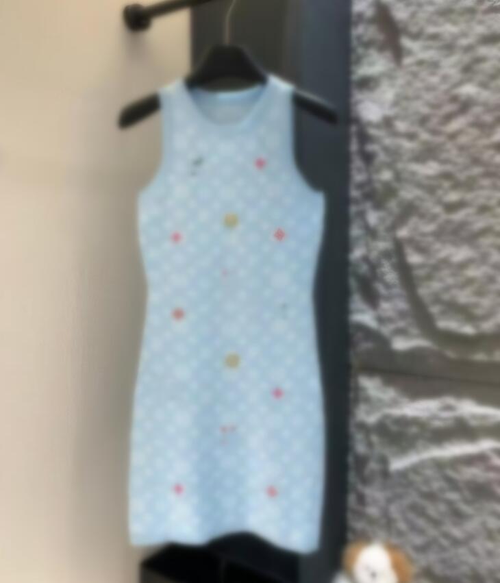 Designer Womens Casual Dresses Summer New pink Blue Yellow Outdoor Sexy Embossed Embroidered Vest Womens Dress