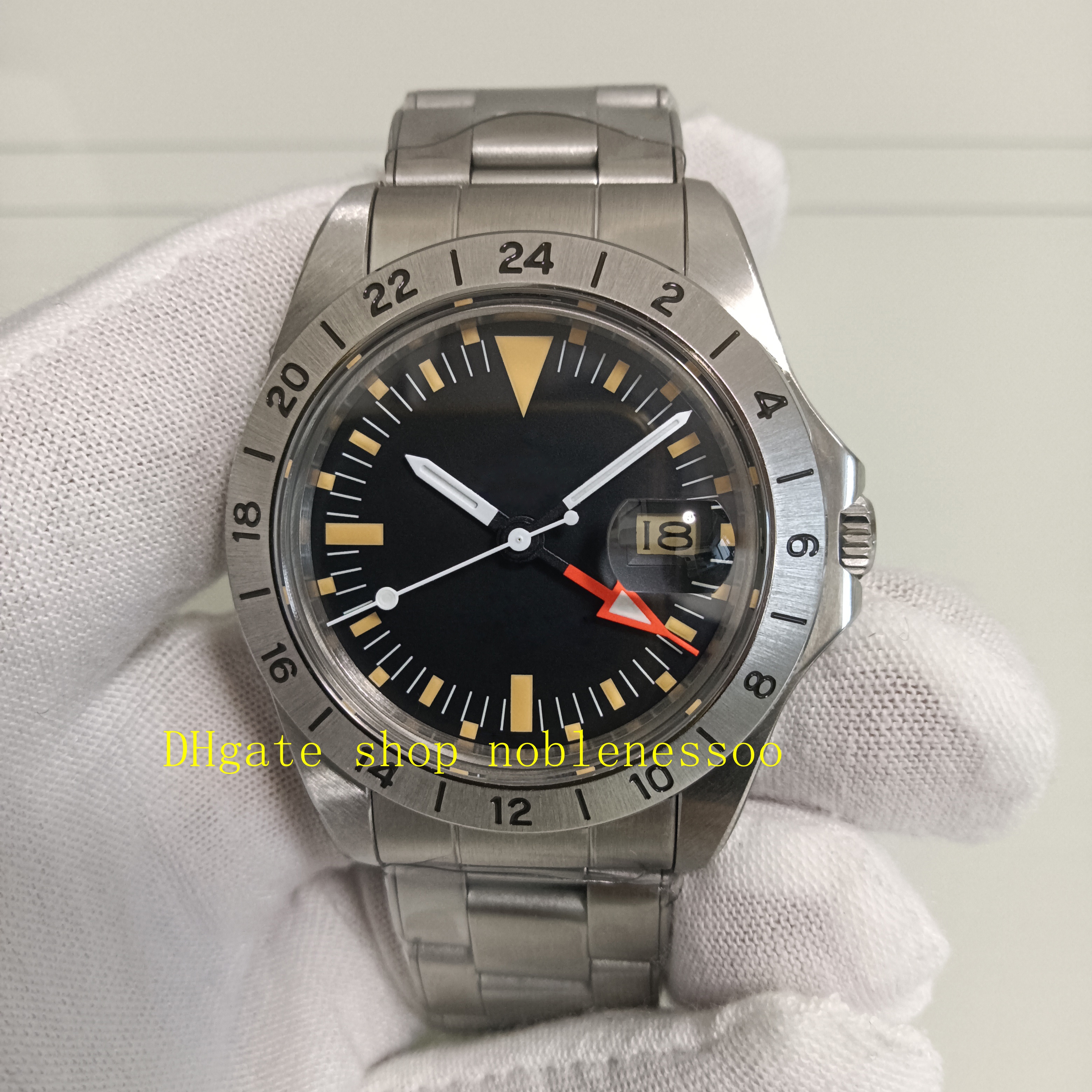 2 Style Vintage Watches BP Factory Mens 40mm Black Dial 1978 Old Style Orange Hand Freccione 1655 Stainless Steel Bracelet 1675 Jubilee BPf Automatic Sport Watch