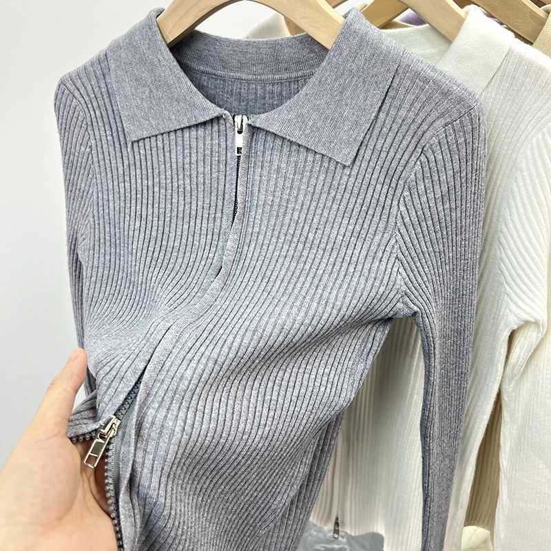Knitted Sweater Women Cardigans New Long Sleeve Turn Down Collar White Knit Sweater Cardigan Women Tops Sueters De Mujer Q981T251101