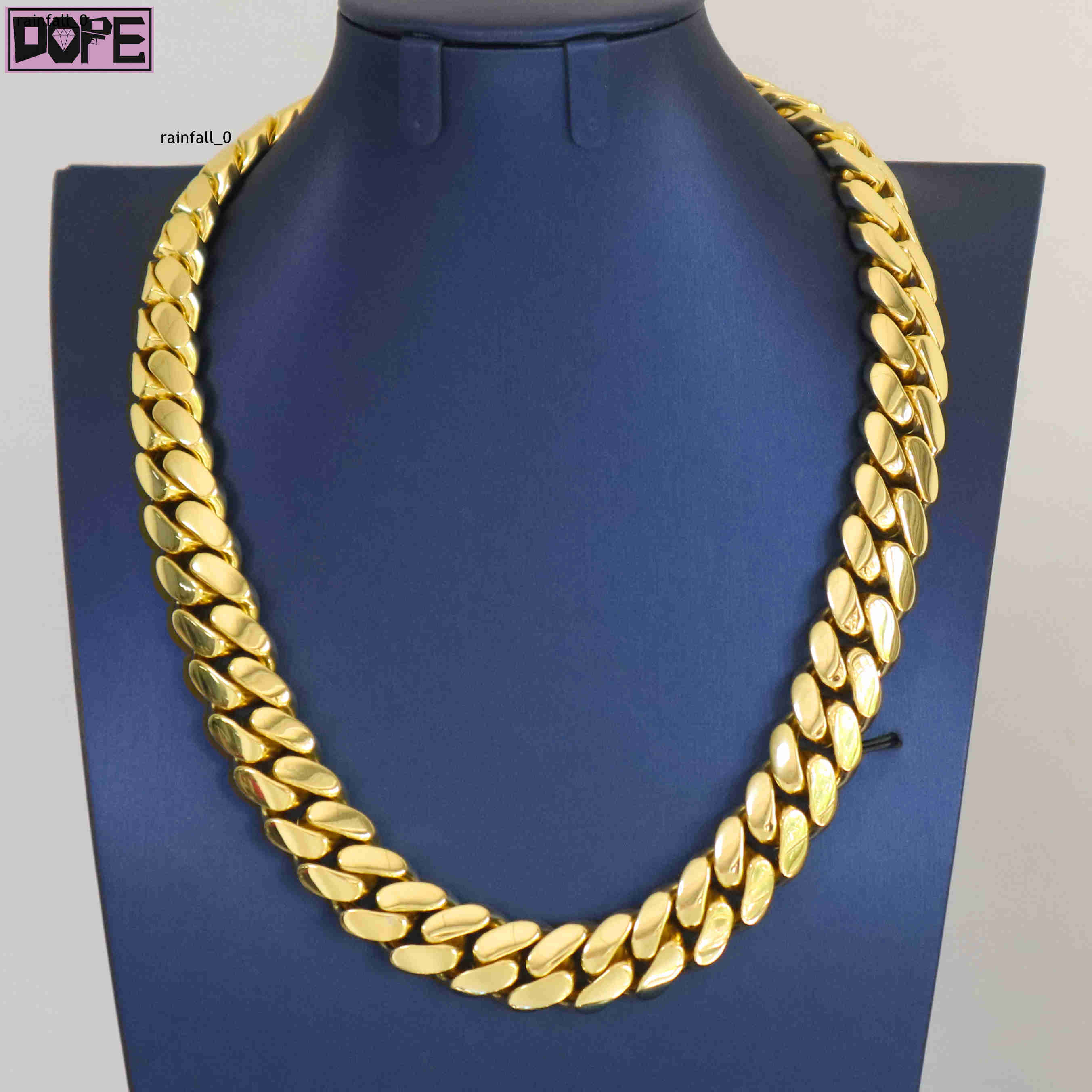 High Quality Iced Out 18K Gold Plated 14mm Hiphop Miami Cuban Necklace 925 Sterling Silver Charming Cuban Chain