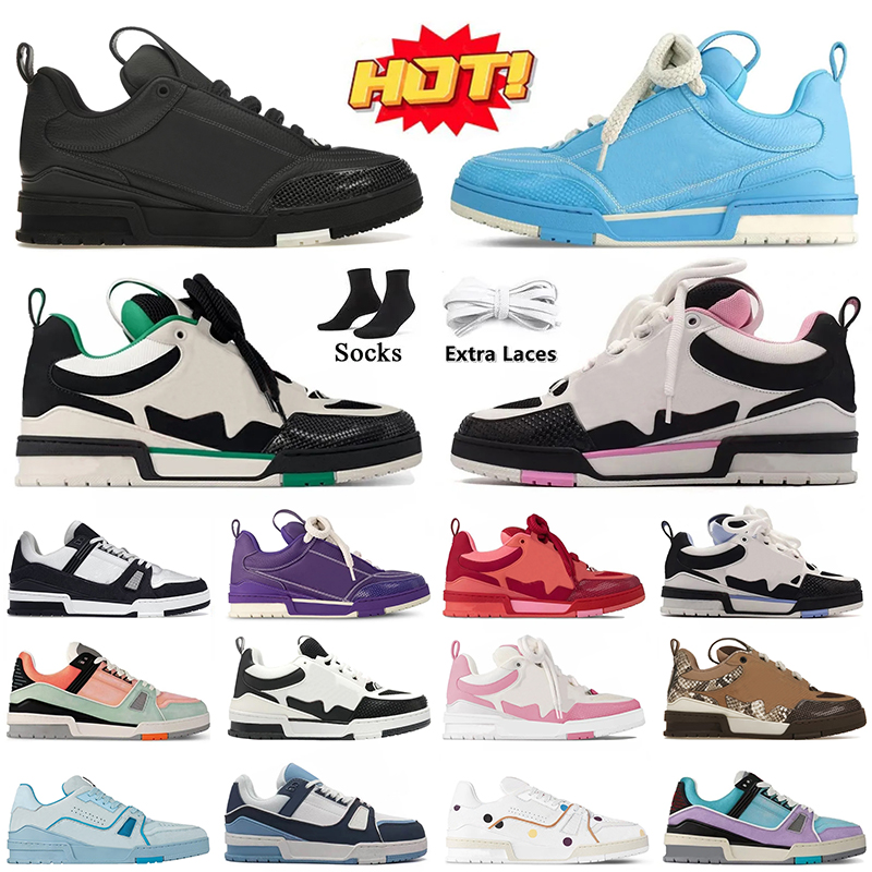 Top Quality casual skate shoes for men women black white denim leather calfskin virgil platform dh gate trainers[code ：L] loafers sneakers