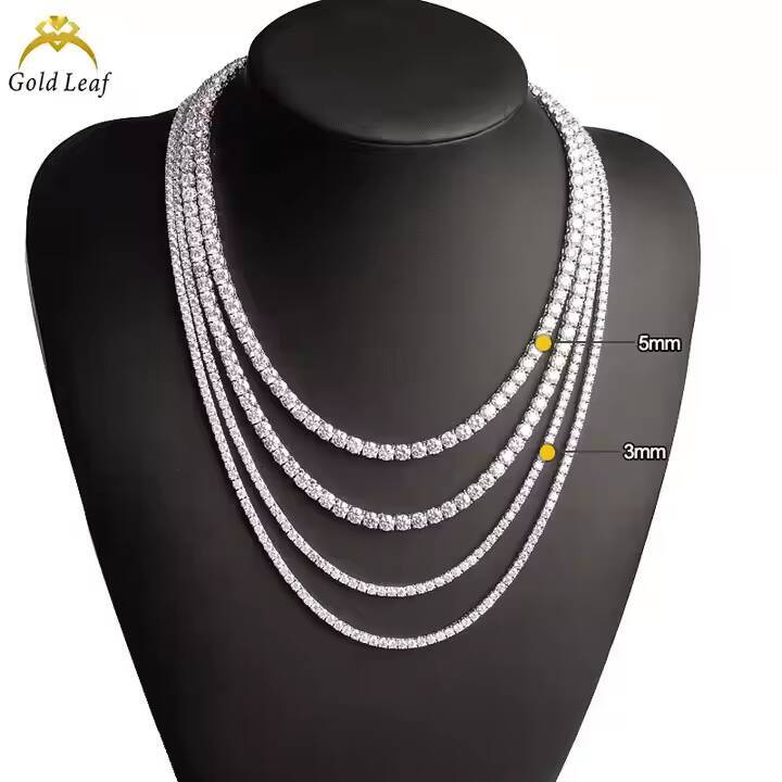 Pass Diamond Test 2mm 3mm 4mm 5mm 65mm 925 Silver Moissanite Diamond Tennis Necklace Fashion Jewelry for Men Women