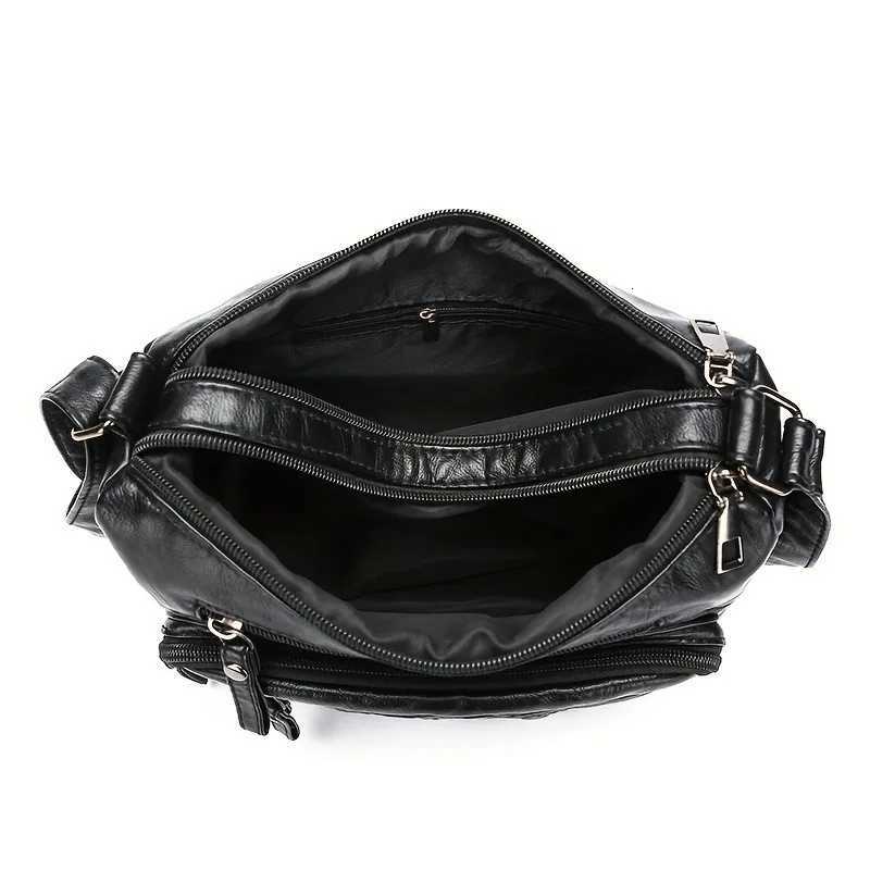 1pcs PU Leather Soft MultiPocket Crossbody Bag Large Capacity Minimalist Casual Shoulder Fashionable shoulder bagW251101