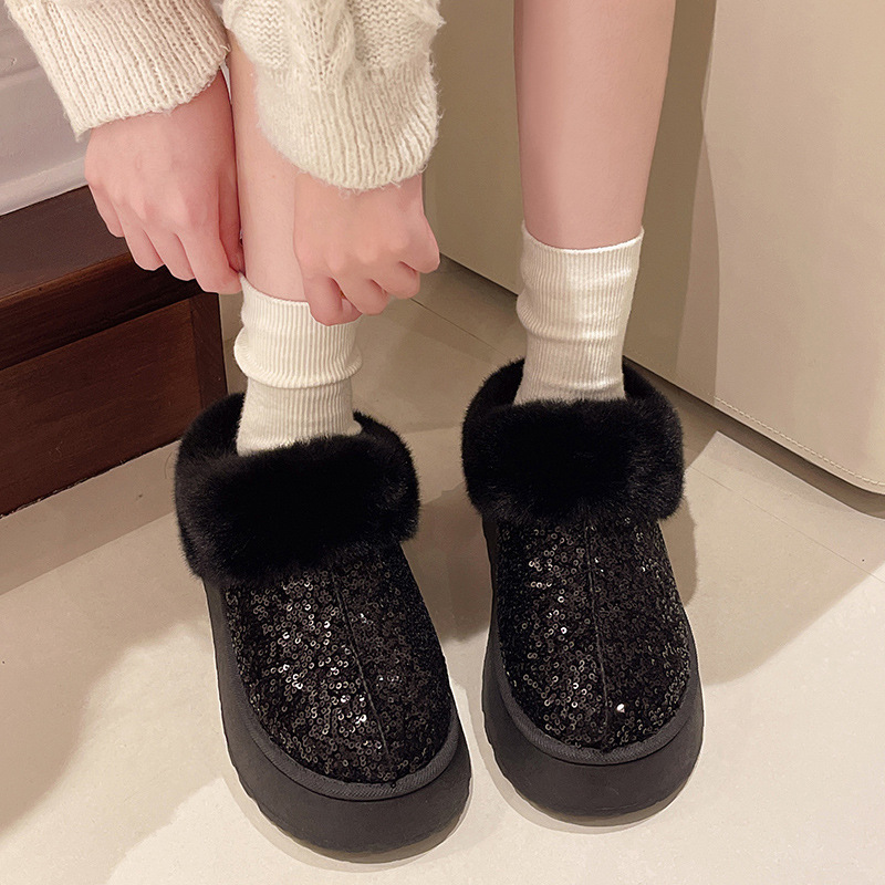 Luxury Boots Winter Warm 2025 Sparkly Platform Boots for Women Plus Size Plush Lined Snow Ankle Boots Chunky Sole Winter Shoes