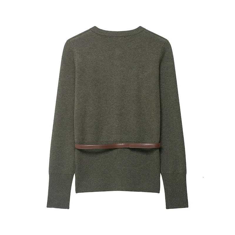 Womens Knit Cardigan Sweater Autumn Winter Fashion Argyle Belt Sweaters Vintage Female Outerwear Chic TopsT251101