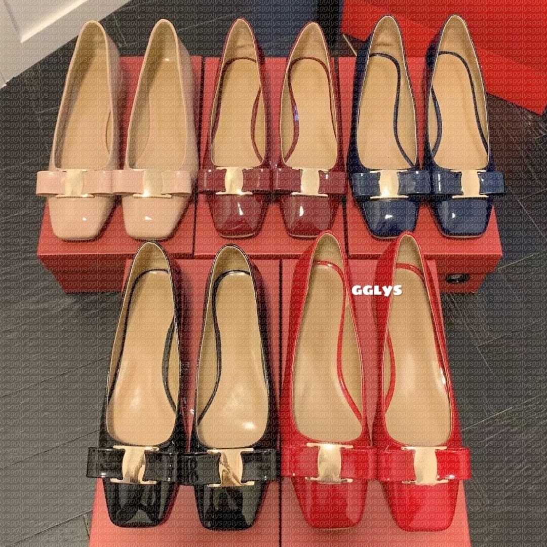 Dress shoes Designer Ballet Flats Chunky heel VARA Party Wedding sandals outdoor Genuine Leather Casual shoes Women flat walk Dance loafer