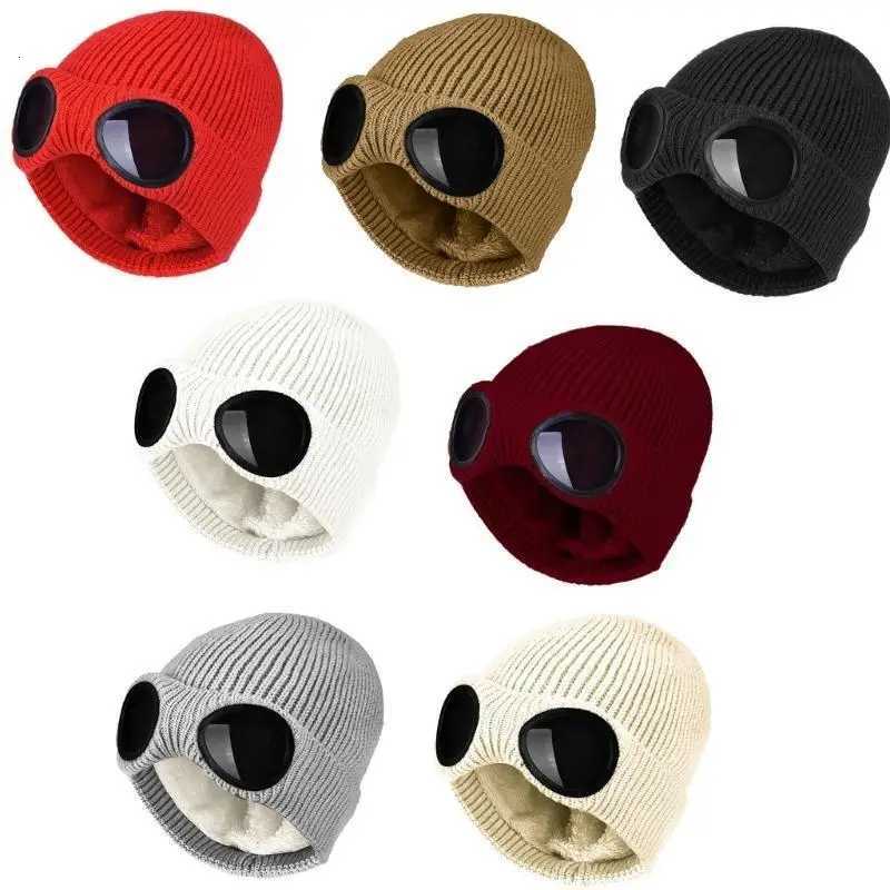 652F Ski Goggle Beanie Crochet Hat Ski Hat With Goggles Winter Knitted Beanie Hat Party Beanie Halloween HatXJ251101