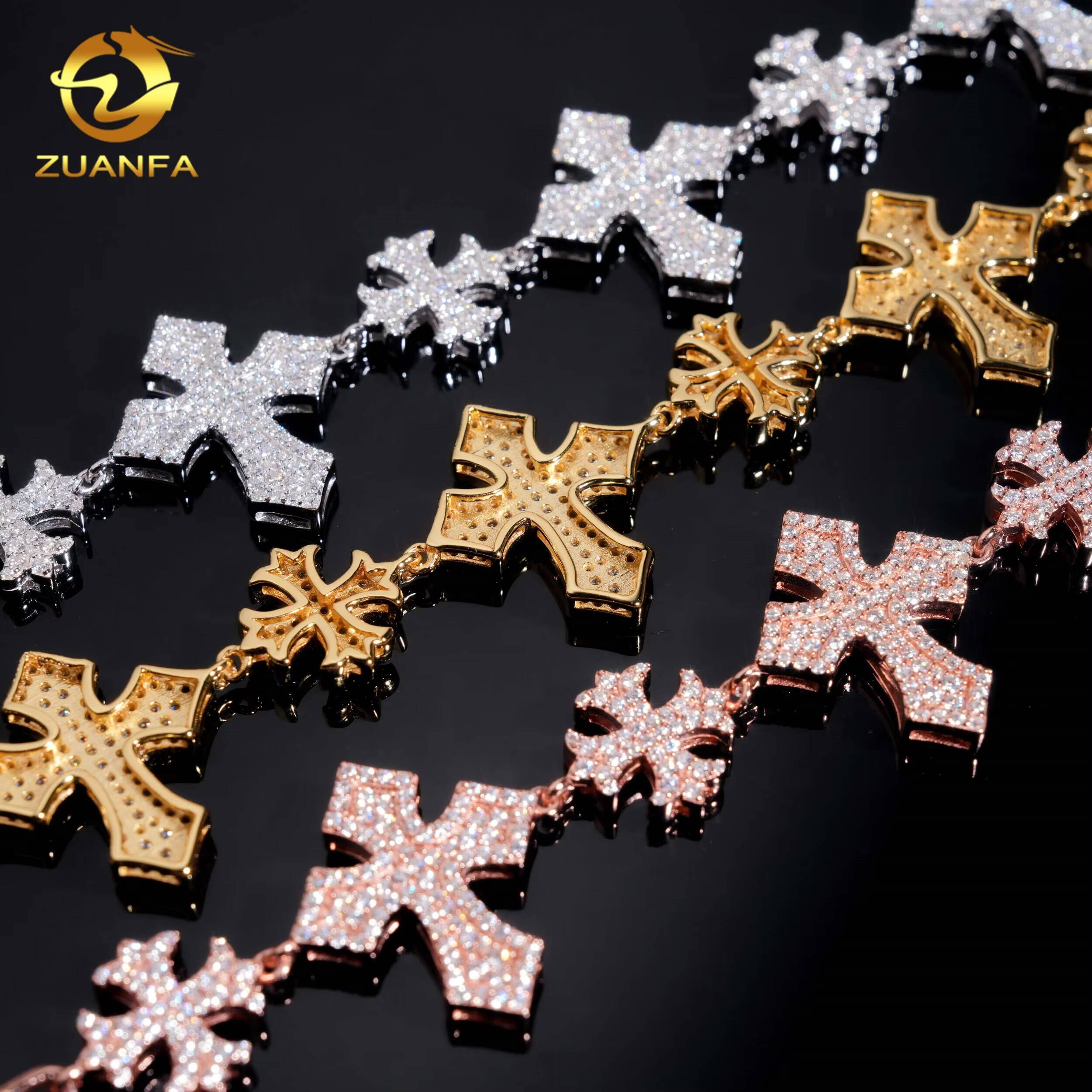 Hip Hop Jewelry Mix Cross VVS Moissanite Cuban Link Bracelet 925 Silver Hip Hop Cuban Bracelet