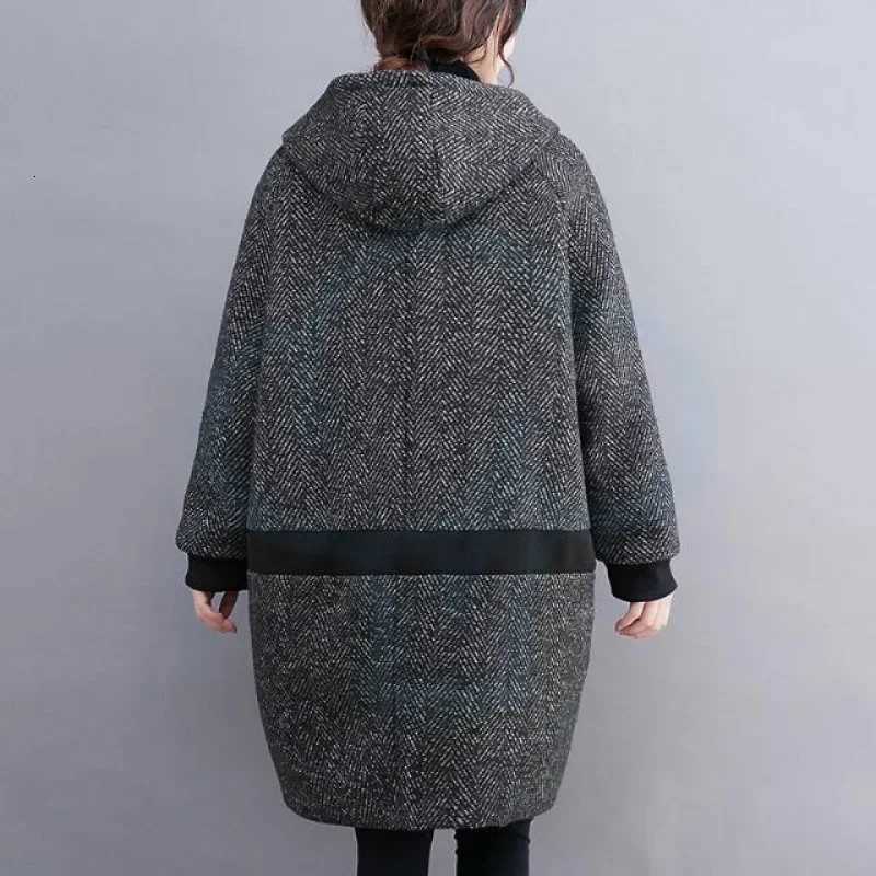 Autumn Winter Women Hooded Coats Thicken Warm Long Jackets With Pockets Female Vintage Streetwear Ladies Casual Loose OuterwearT251101