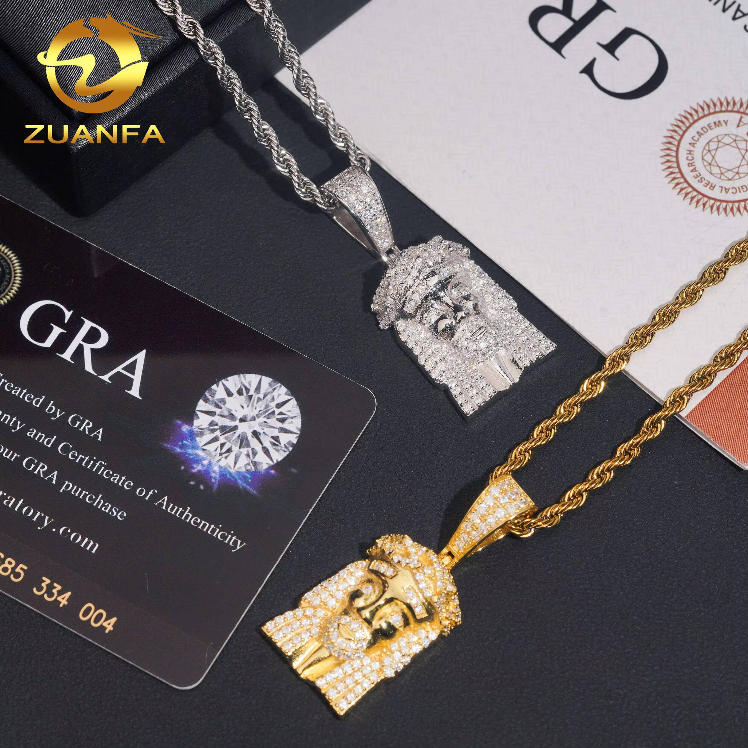 Small Jesus Head Pendant Moissanite Hip Hop Jewelry Iced Out Sterling Silver 925 Moissanite Custom Hip Hop Pendant for Men