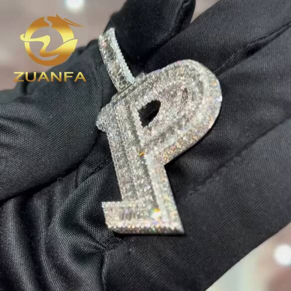 Hip Hop Jewelry Iced Out Pendant 925 Silver Moissanite Diamond Hip Hop Letter Pendant Overlap Design Pass Diamond Tester