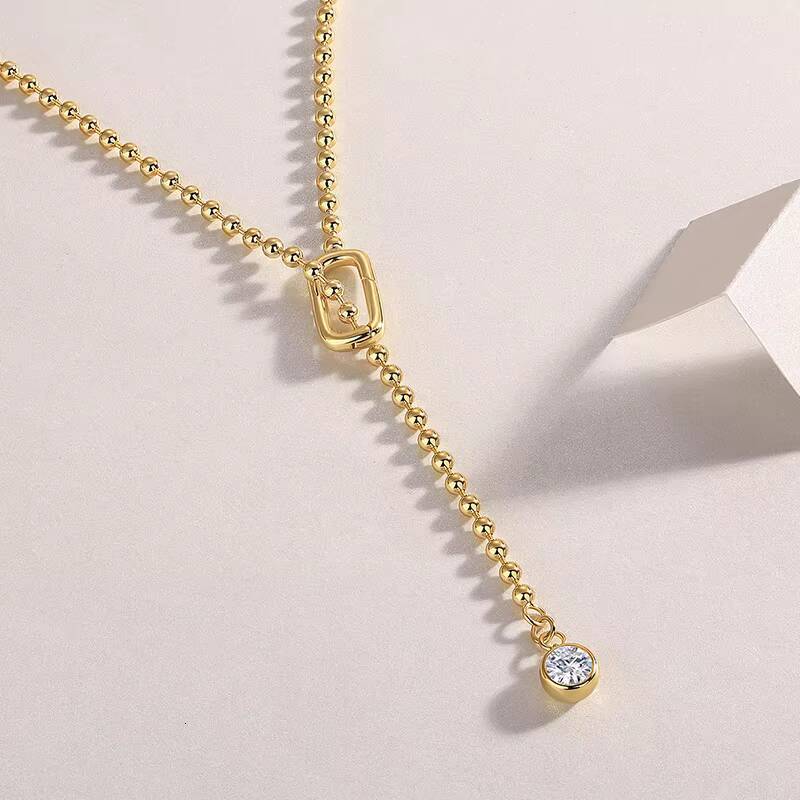 Bubble Moissanite Diamond Pendant Gold Plated Silver Necklace Women Fine Collarbone Chain Ajustable Moissanite Chocker Necklace