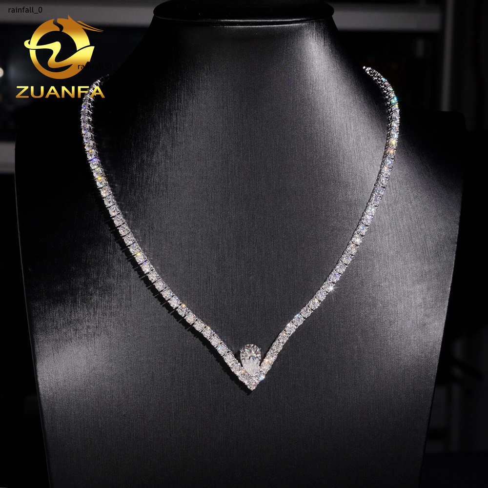 Pass Diamond Tetser 4mm 925 Silver Moissanite Tennis Chain Fashion Hip Hop Jewelry Moissanite Tennis Necklace for Men Women