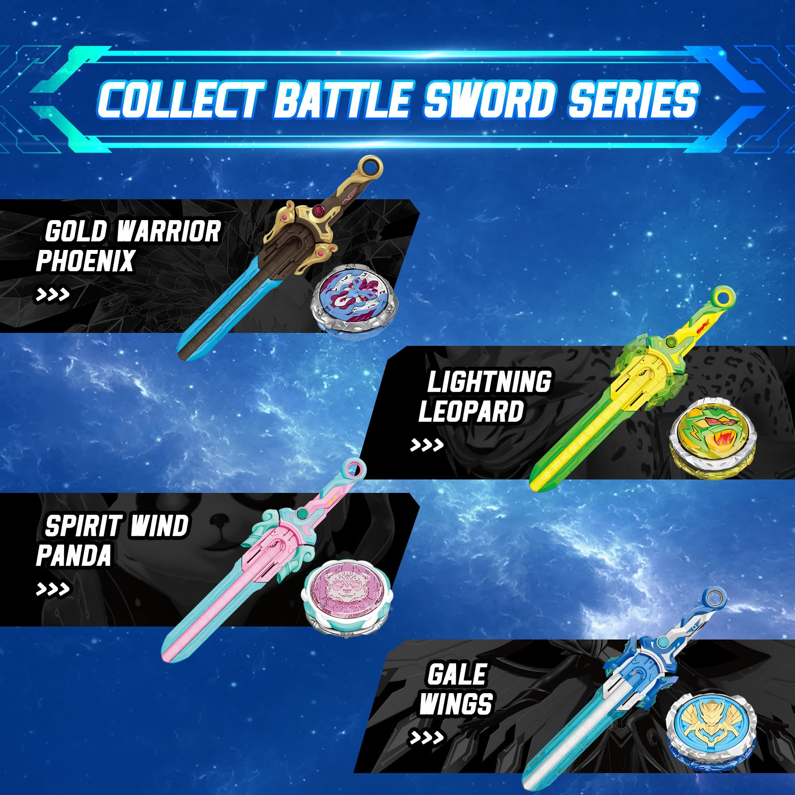 Infinity Nado 6 Power Pack Spirit Wind Panda Upgraded Metal Spinning Top Gyro 39cm Sword Launcher Kid Toy Birthday Gift 251028