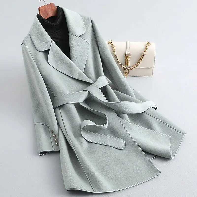 Doublesided Coat New Wool Midlength Jacket 2025 Autumn and Winter Small Body SlimT251101