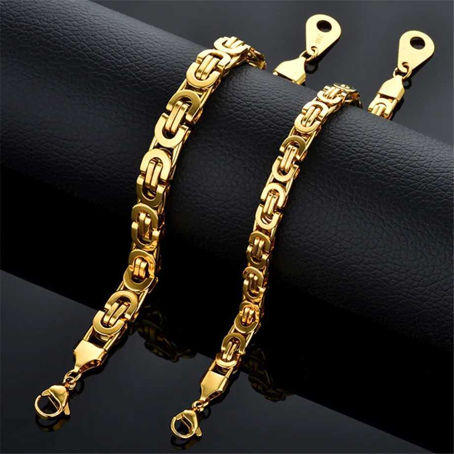 Hip Hop Byzantine Chain Gold Silver 316L Stainless Steel Mens Bracelet Wholesale Jewelry 6/8mm Y250329