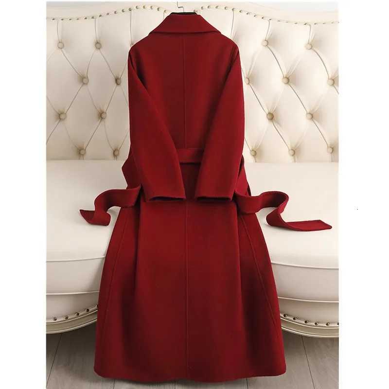 Doublesided Cashmere Wool Coat Womens Long 2025 Autumnwinter New Fashion Temperament Overtheknee Highgrade Woolen CoatsT251101