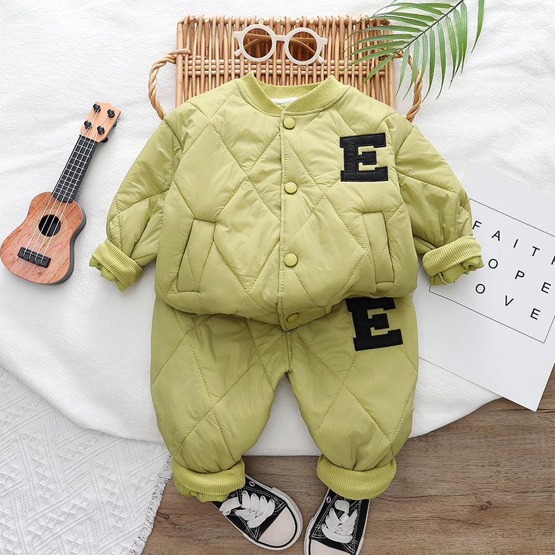 2025 Boys Winter 2-Piece Set Korean Style Lightweight Padded Cotton Clothes Comfortable Infant Outfit