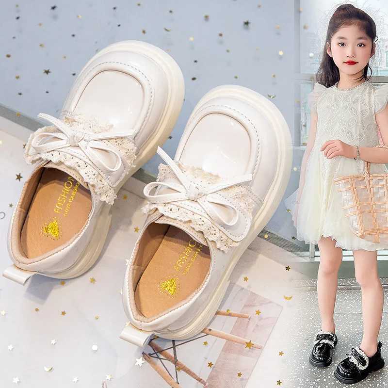 Versatile Girls Leather Shoes 2025 Spring New Kids Casual Shoe Simple Girl Bow Princess Shoes Anti Slip Child Performance ShoeT251101